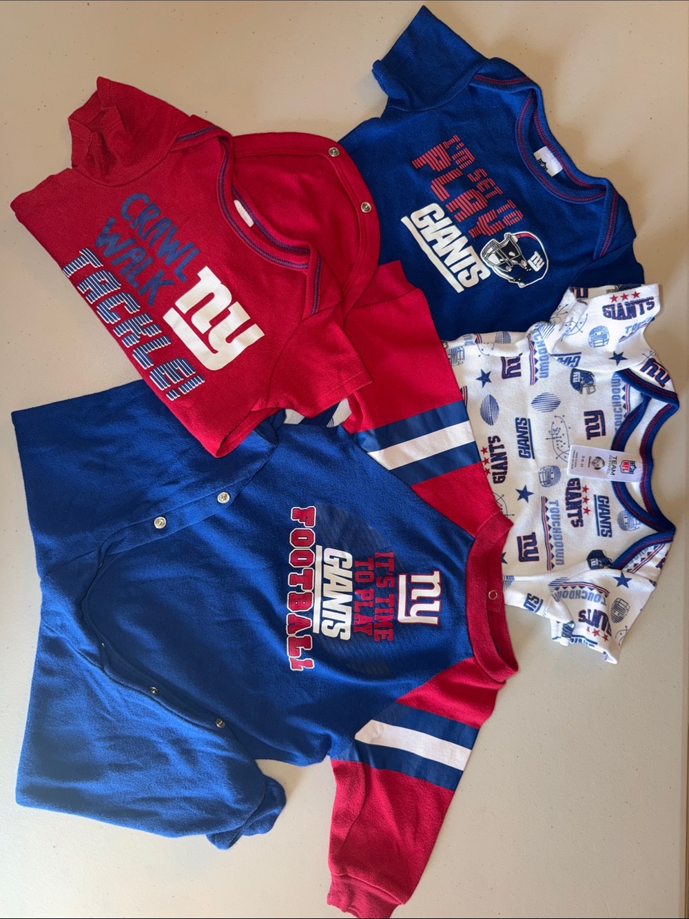 NY Giants Baby Football Set - Red & Blue 3-6M